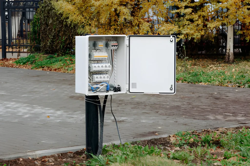 outdoor-industrial-control-panel-box-mounted-on-pole