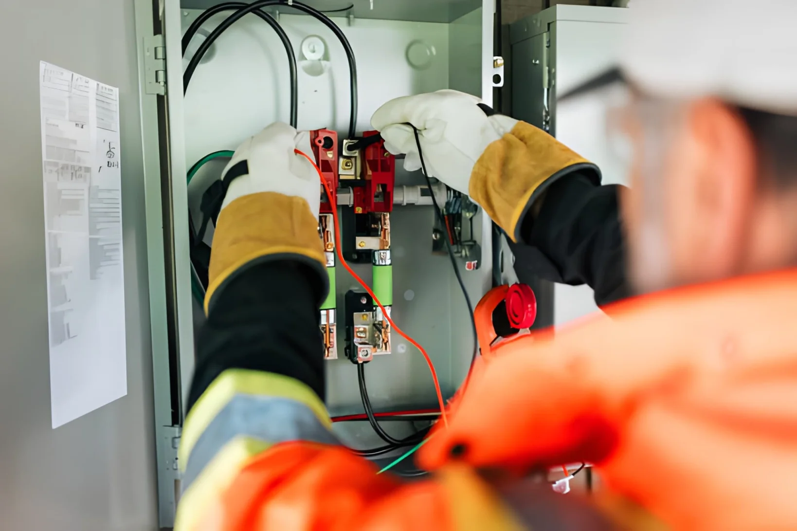 Installer terminating string fuses and surge protection inside a combiner enclosure