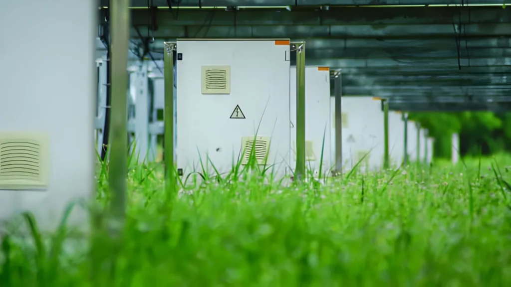 Solar panel, alternative electricity source, concept of sustainable resources, And this is String Combiner Box in solar plant systems